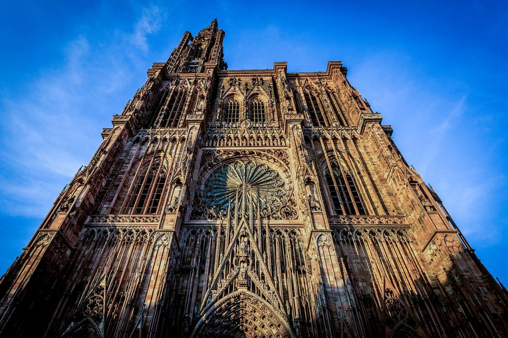 Strasbourg Cathedral is famous for its highly ornate Gothic era Facade