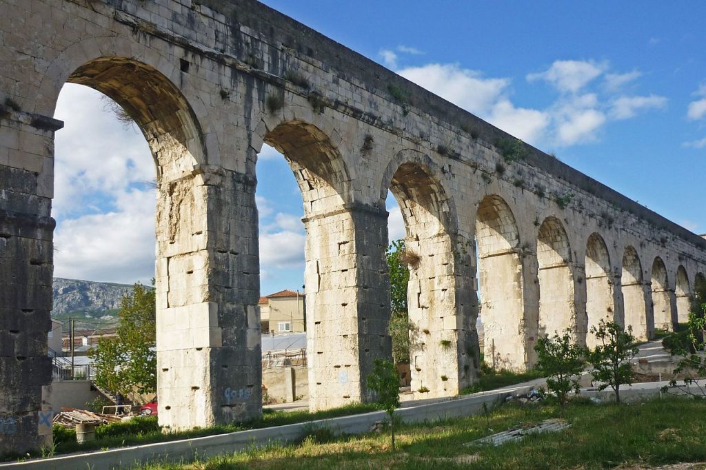 Split is a city founded thanks to the Ancient Roman Palace of Diocletian. A Roman Aqueduct supplied water to the Palace.