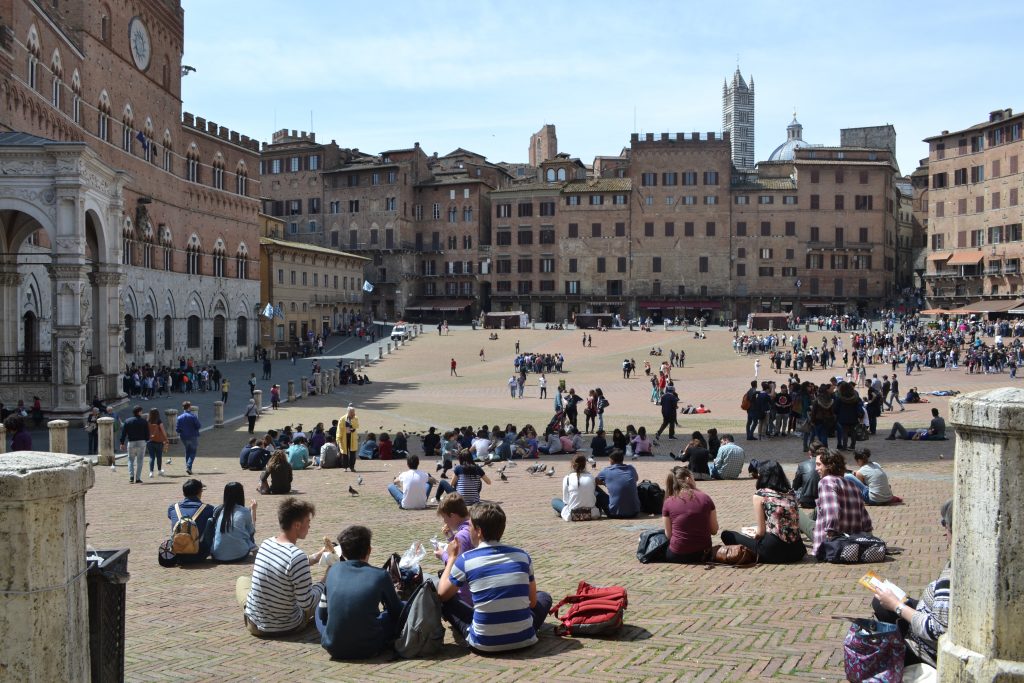 The Piazza Del Campo is the largest public square in Siena