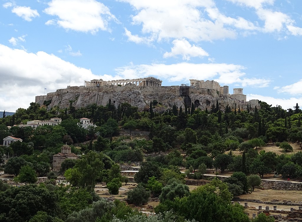 The Acropolis of Athens is a huge natural fortification 