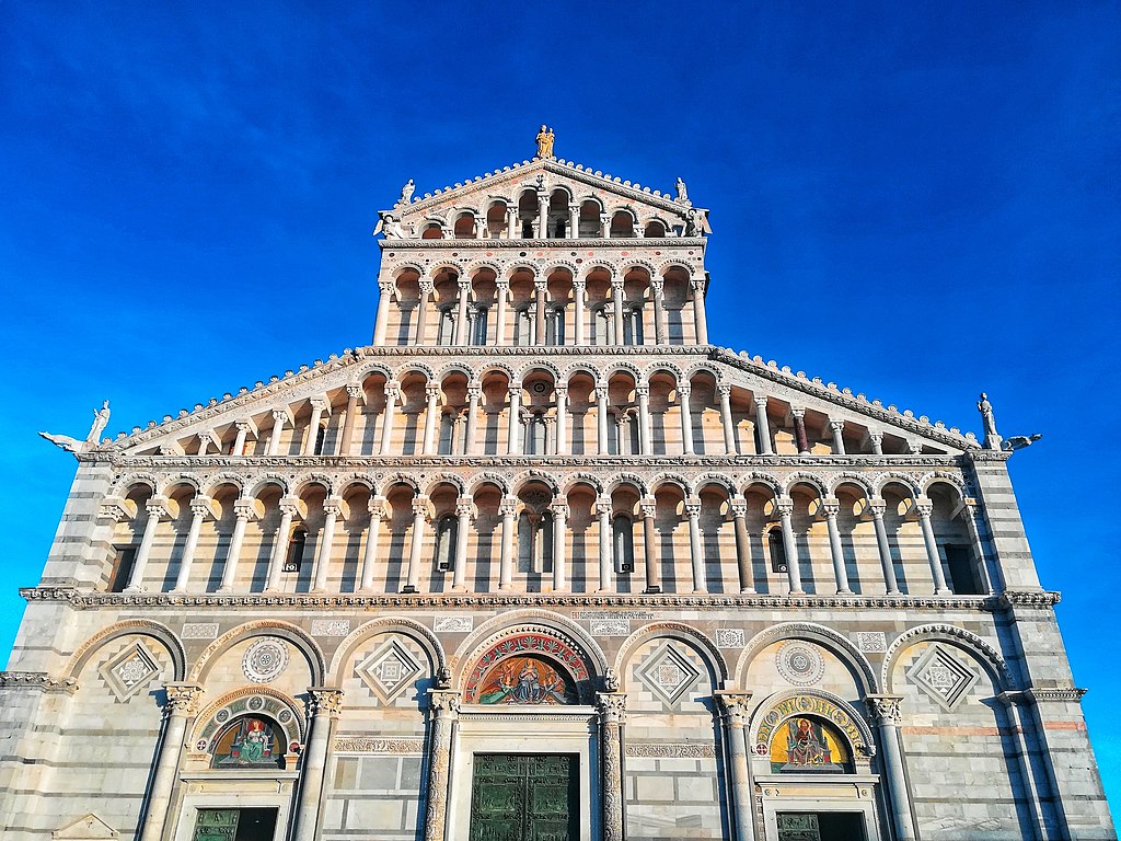 The elevations of Pisa Cathedral showing elements of Romanesque Architecture