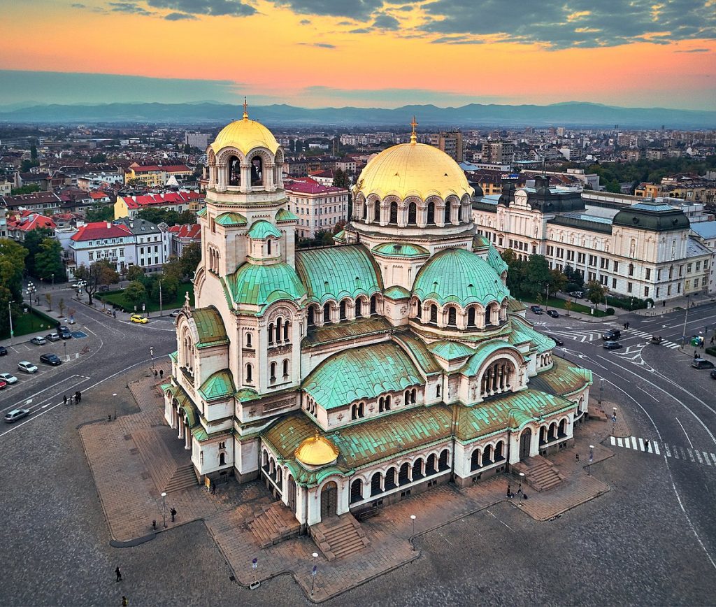 Alexander Nevsky Cathedral in Sofia, Bulgaria is built in with Neo-Byzantine Architecture