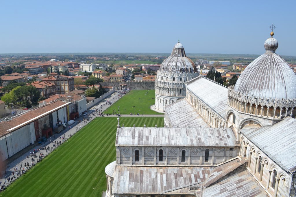 Pisa Cathedral and Baptistery viewed from the Leaning Tower of Pisa