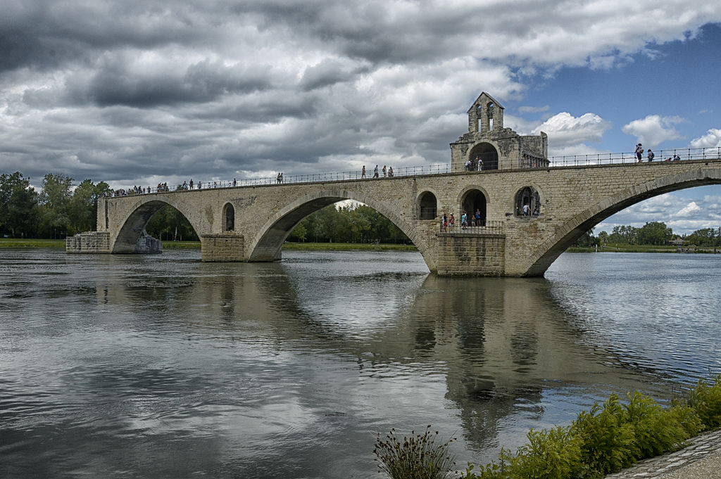 The Pont d'Avignon is a medieval bridge that was mostly destroyed by flooding