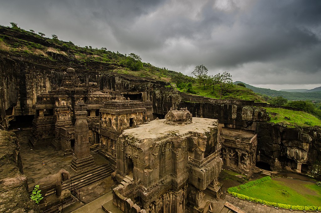 The Kailasa Temple is the most impressive monument within the Ellora Caves.