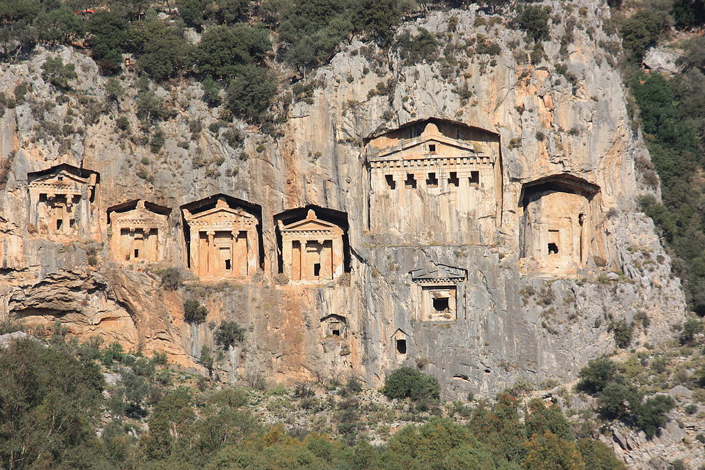 Lycia in modern day Turkey is known for its various Rock Cut Tombs.