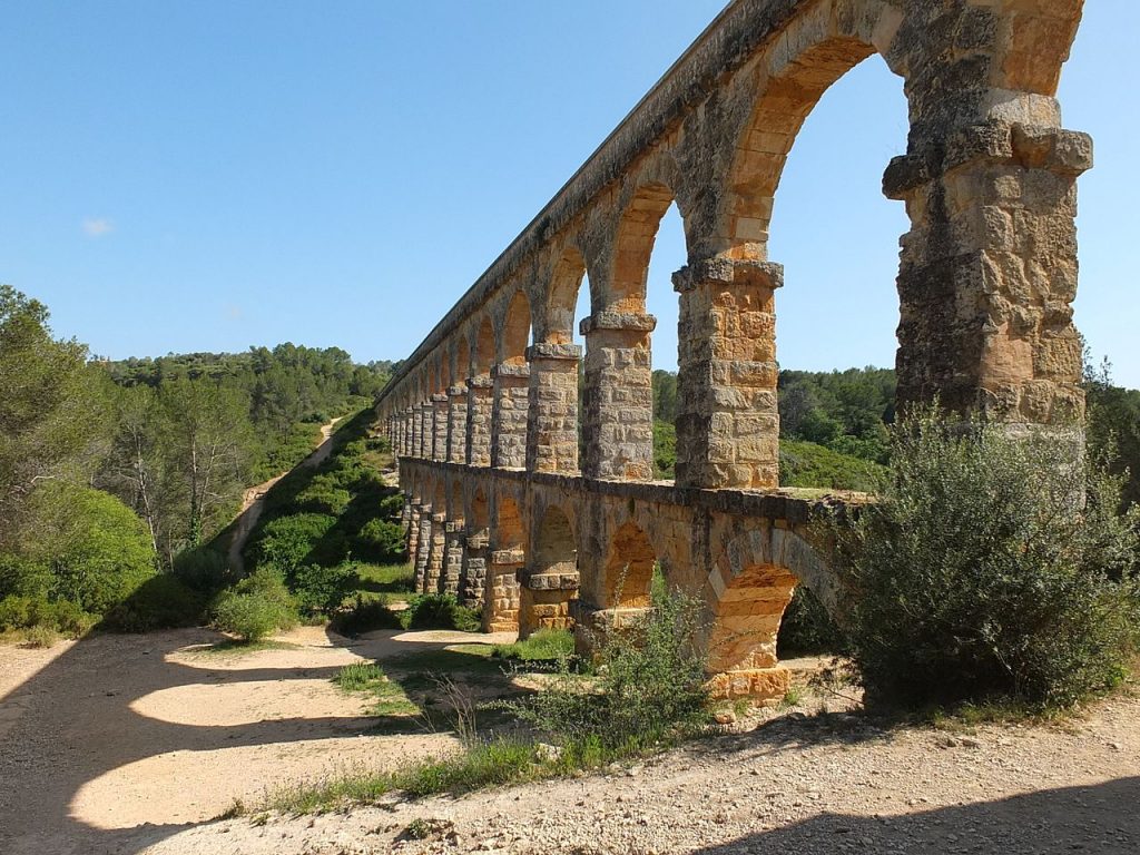 Les Ferreres Aqueduct is located outside the city of Tarragona Spain.