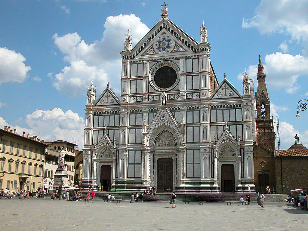 The facade of the Basilica of Santa Croce in Florence was complted in the 19th century