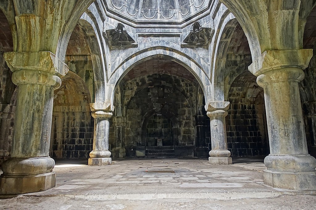The interior of Haghpat Monastery is well lit by natural light.
