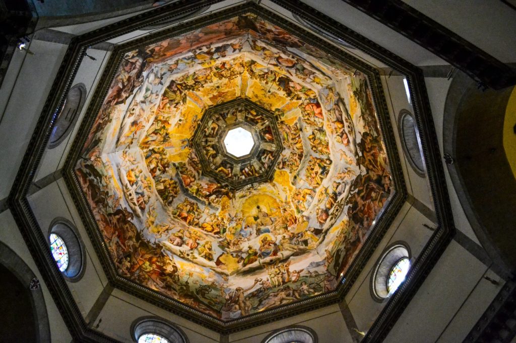 The dome of florence cathedral is richly decorated with frescoes. 