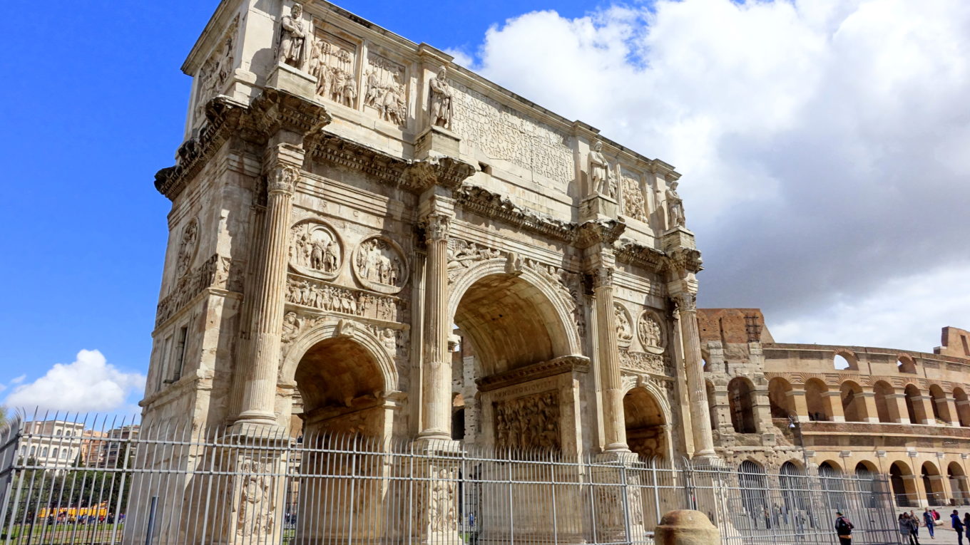 The arch of Constantine is a Roman Triumphal Arch Located within Rome, Italy.