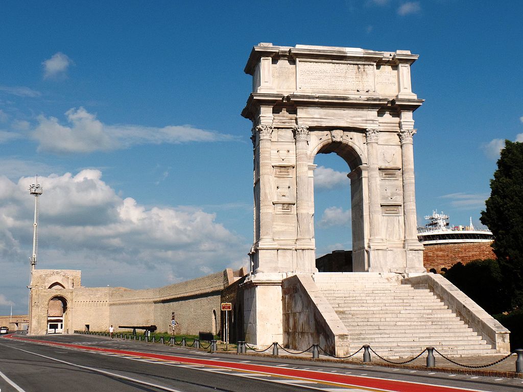 The arch of Trajan in Ancona is different than many other Roman Victory Arches thanks to its monumental staircase. 