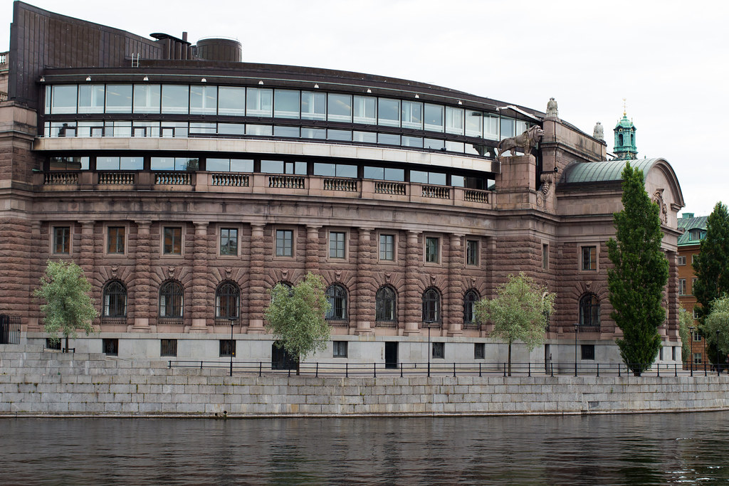 The Riksdag is the Parliament of Sweden and they assemble in a large group of buildings within Stockholm's Historic Center.