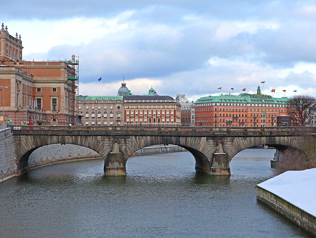 The Norrbro is a stone bridge that connects two of Stockholm's central islands. 