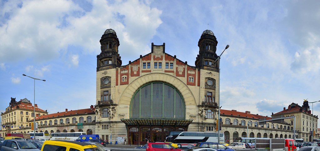 pragues main train station is an important example of Art Nouveau Architecture in Prague