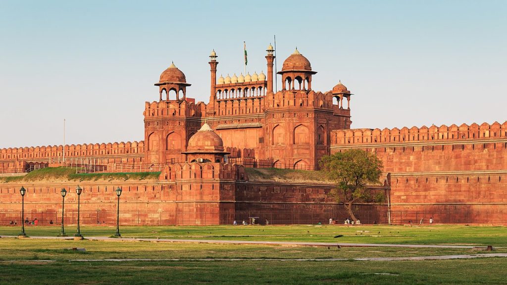 The Red Fort is an example of Mughal Architecture that is completely built from Red Sandstone. 