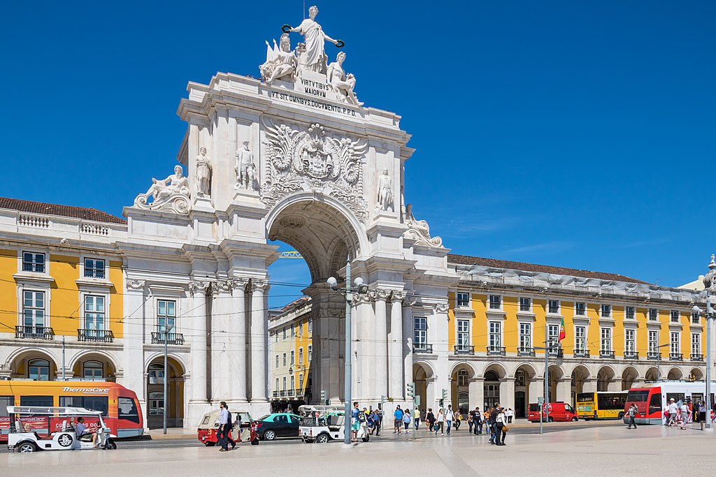 The Augusta Arch is located at the end of the Rua Augusta in Lisbon's Baixa Neighborhood. 