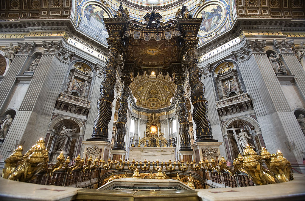 The Baldacchino of Saint Peters is an important work of Baroque Sculpture by Gian Lorenzo Bernini. 