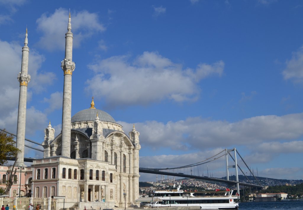 Ortaköy Mosque is a popular attraction in Istanbul's Ortaköy neighborhood. 