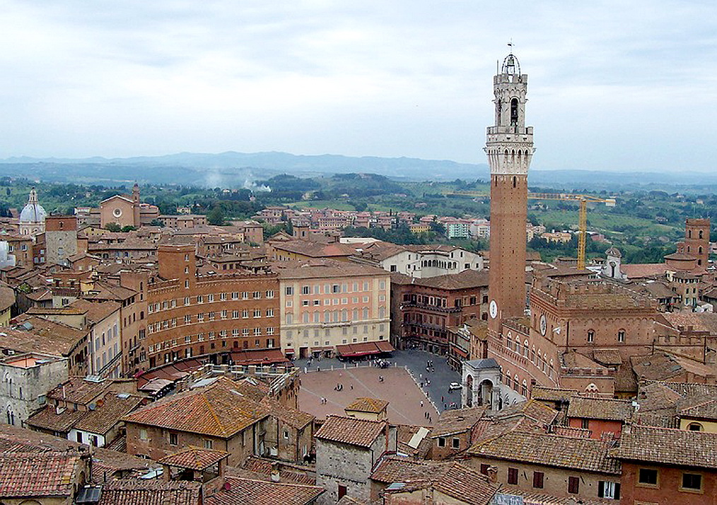 View of Piazza del Campo in Siena, Italy