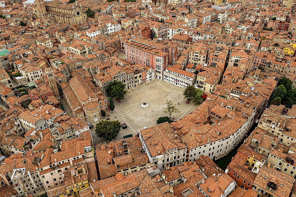 The Campo San Polo is one of the larger open spaces within Venice, and it contains a few examples of Venetian Gothic Architecture. 