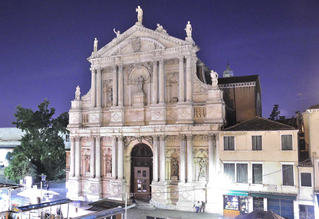 Many of Venice's Churches feature facades built from Istrian Marble, like the one here at Chiesa degli Scalzi.