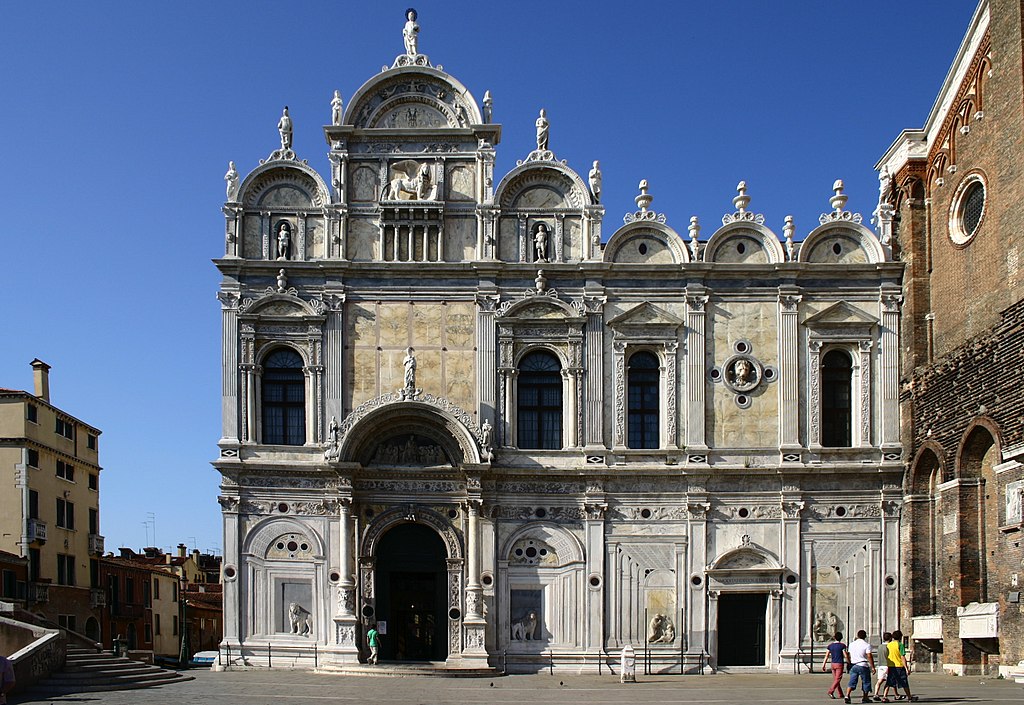 Scuola Grande di San Marco is a work of Renaissance Architecture in Venice that still contains some of the older influences of Byzantine Architecture. 
