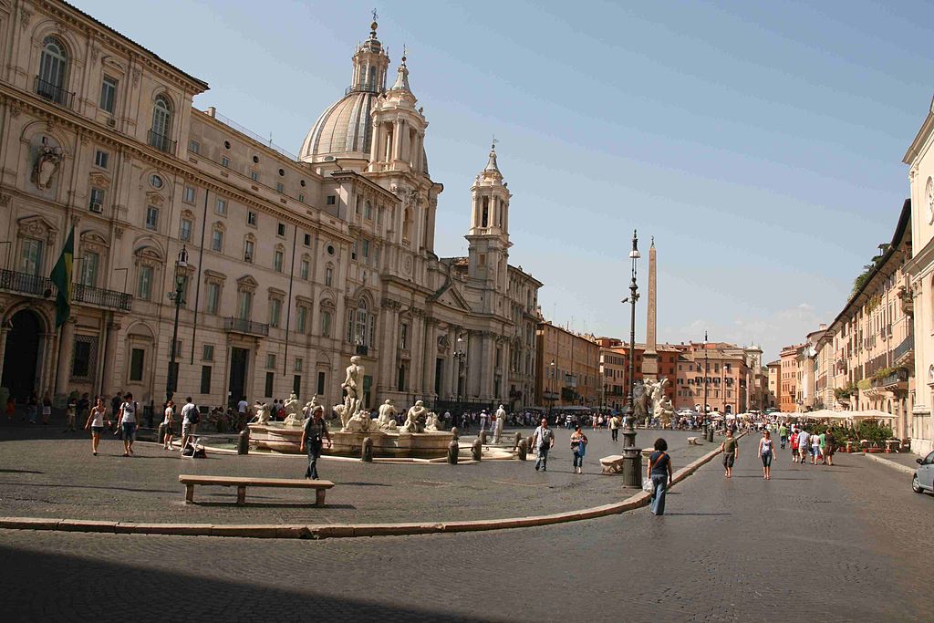 Piazza Navona is one of Rome's greatest public squares. Its filled with a few Baroque Fountains and other works of Baroque Architecture. 