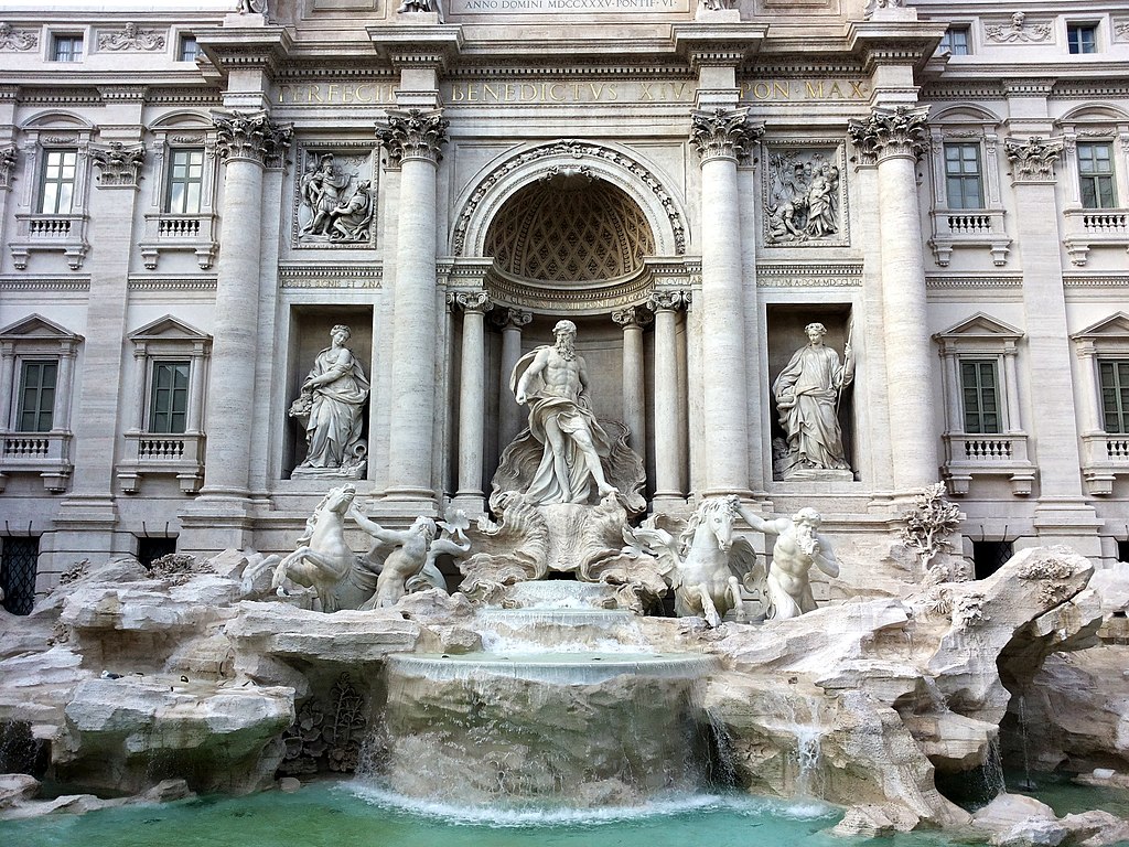 The Trevi Fountain contains many elaborate examples of Baroque sculpture. Baroque Architecture utlizes sculpture more than other previous architectural styles. 
