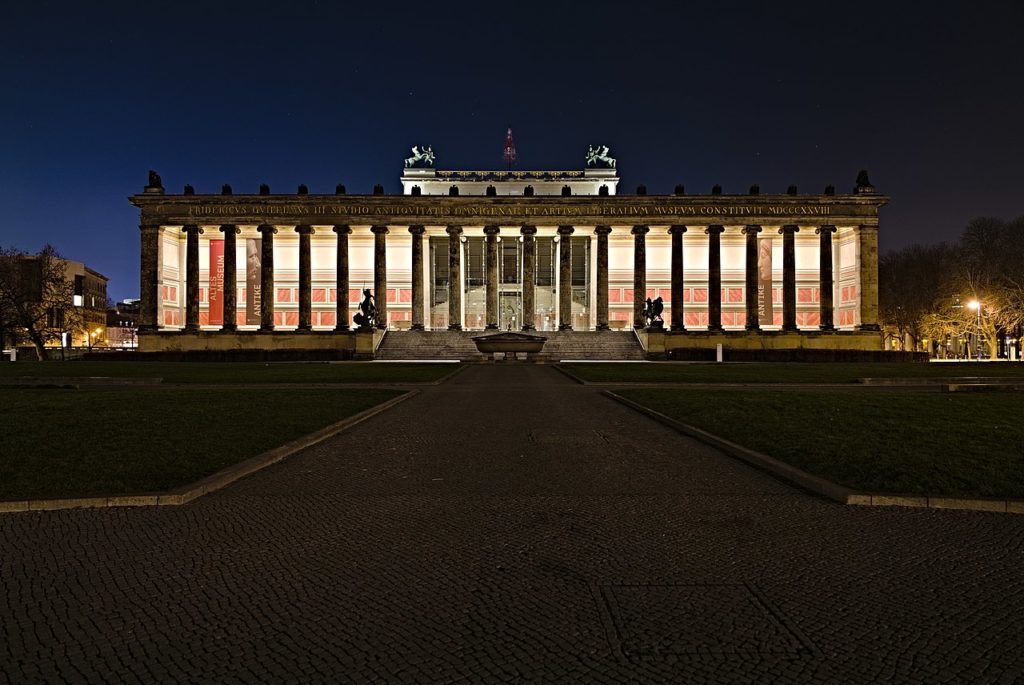 The Altes Museum is a work of Neoclassical Architecture from the Kingdom of Prussia. Its located in Berlin, the modern-day capital of Germany. 