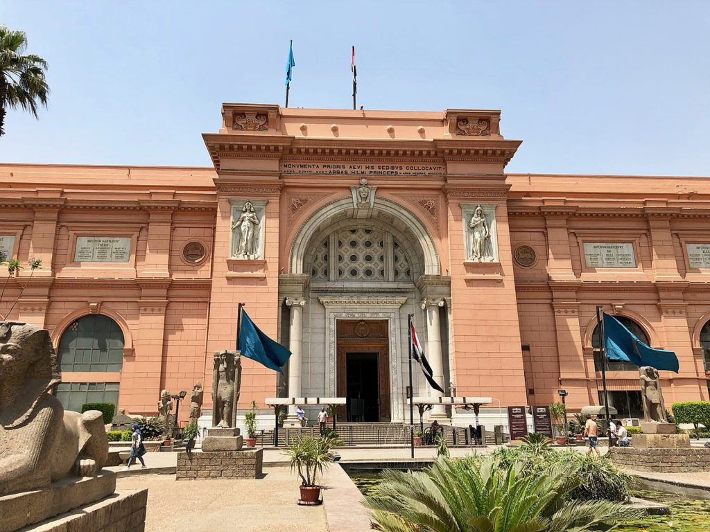 The Cairo Egyptian Museum is home to many important Egyptian Artifacts. It is built in the Neoclassical Style and was completed in the early 1900s. 