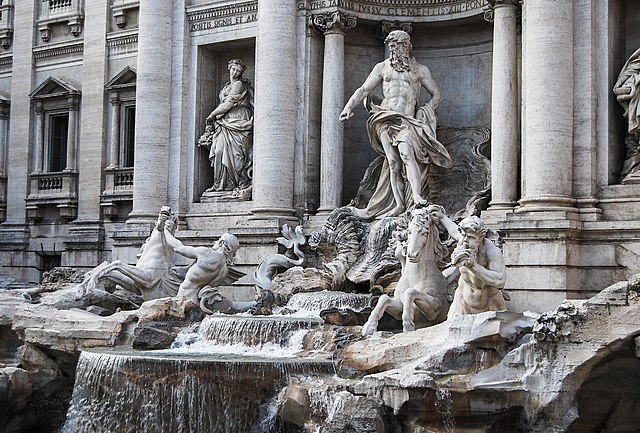 The Trevi Fountain is regarded as the greatest of Rome's many fountains. Is also an incredible work of Baroque Architecture and Sculpture. 