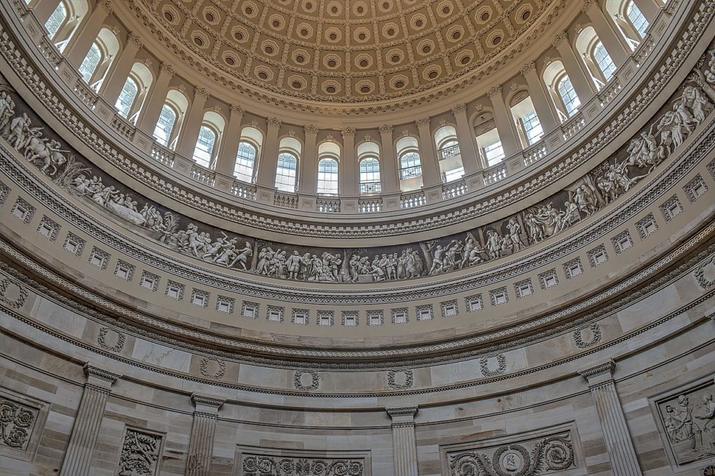 The Dome of the US Capitol Building contains many of the iconic features of Neoclassical Architecture. 