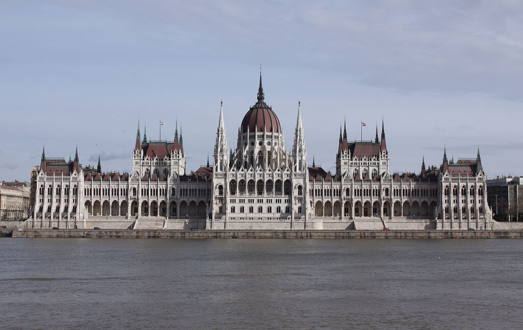 One of many great Gothic Revival Building in Budapest. the Hungarian Parliament Building is an impressive structure overlooking the Danube River. 