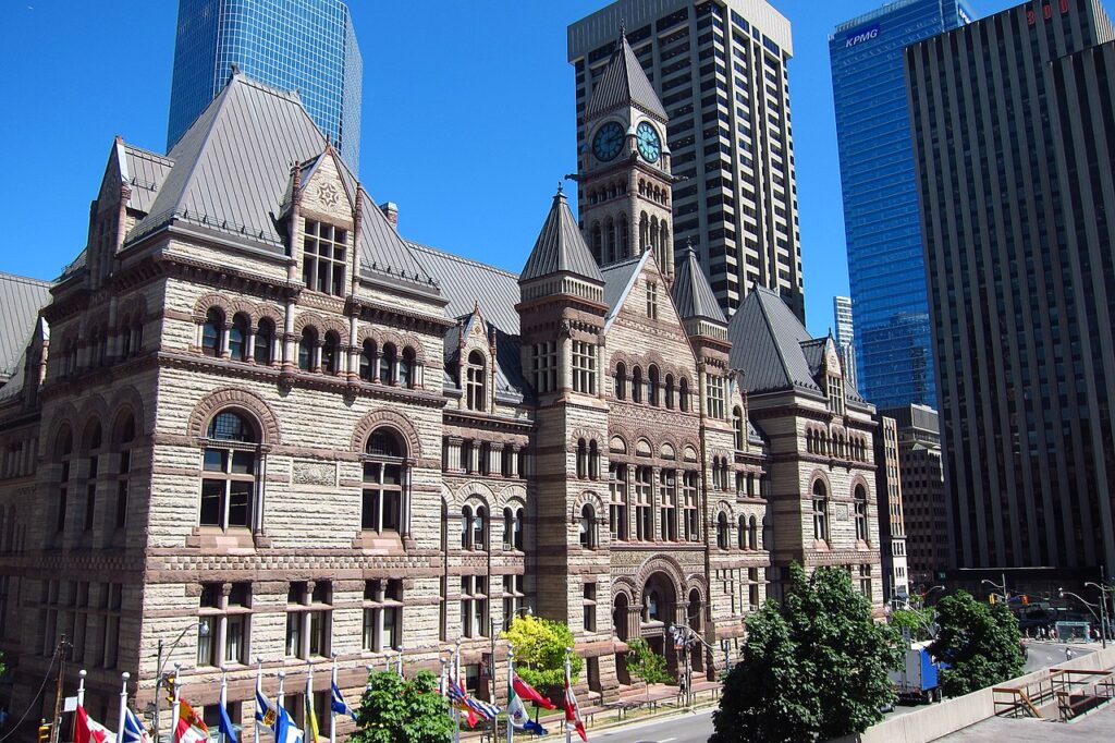 Old Toronto City Hall is one of the greatest examples of Romanesque Revival Architecture in the world. Its prominent location makes it one of the most notable buildings in central Toronto. 