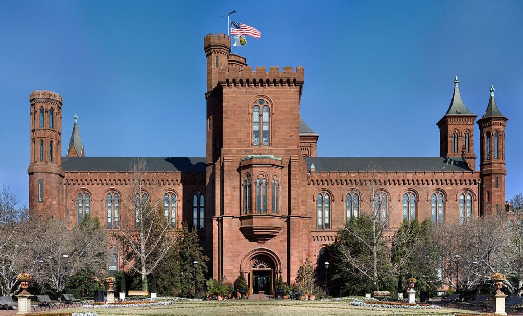 Part of the Massive Smithsonian Complex at the National Mall in  Washington DC, the Smithsonian Castle is a great example of Romanesque Revival Architecture. 