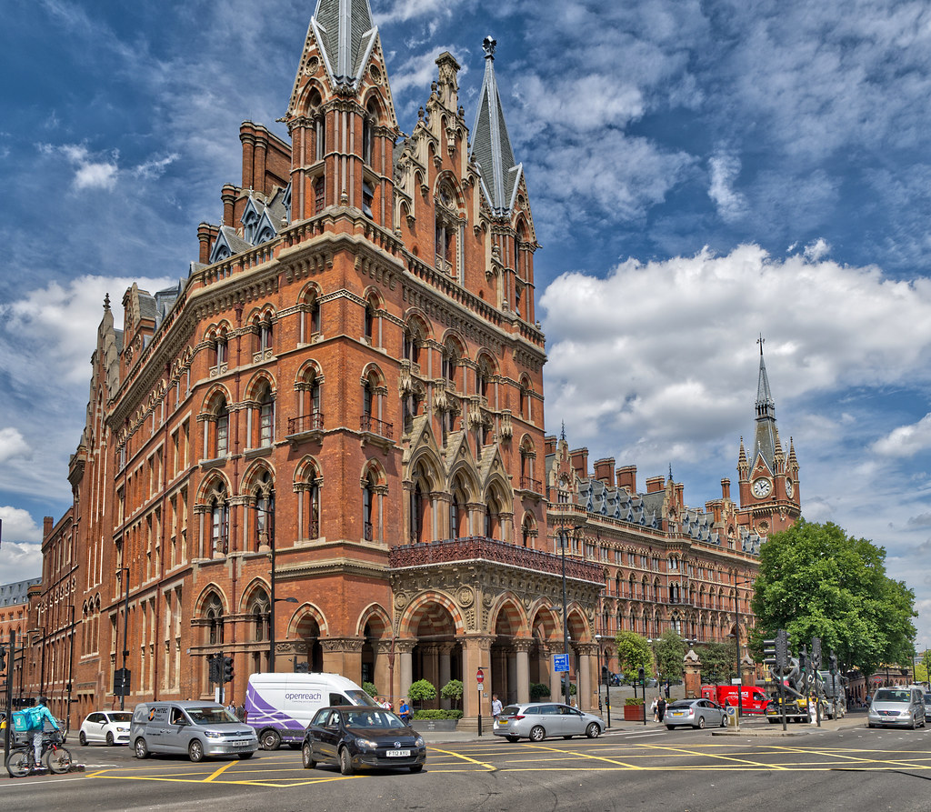 St. Pancras Station is one of many works of Gothic Revival Architecture in London, England. 