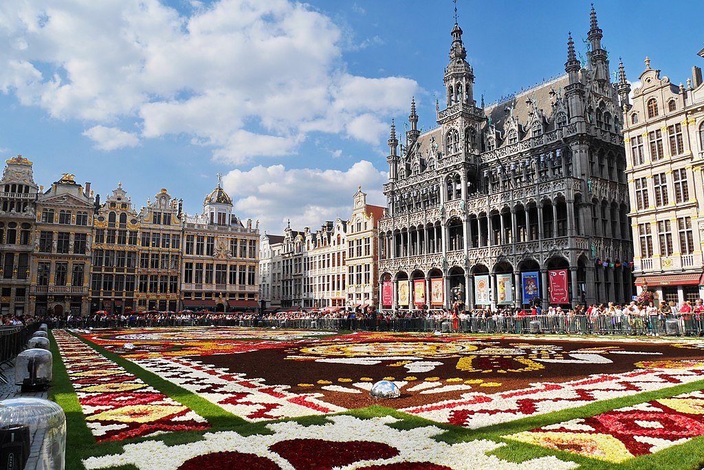 The Grand Place is covered in flowers every year for a festival in Brussels. 