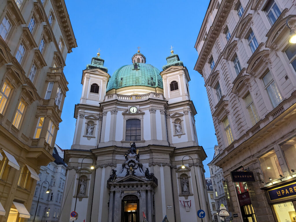 Peterskirche is a work of Baroque Architecture in Vienna. The original church dates back to the Romanesque Age. 