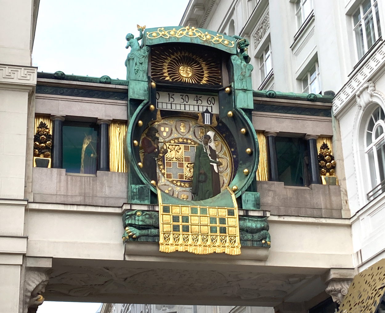 The Anker Clock is an early 20th century work of Art Nouveau Architecture in Vienna, 