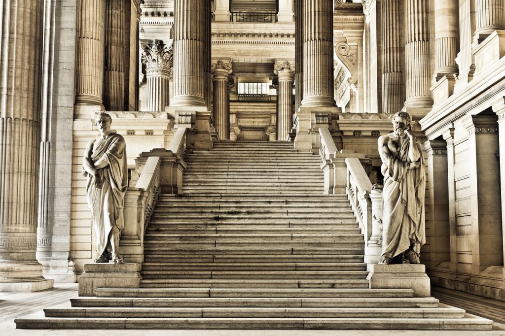 The Palais de Justice is a grand work of Neoclassical Architecture located on a hilltop in Brussels. 
