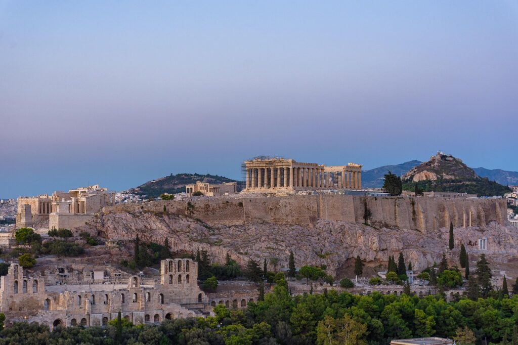 The Acropolis is an ancient platform with natural and manmade slopes. 