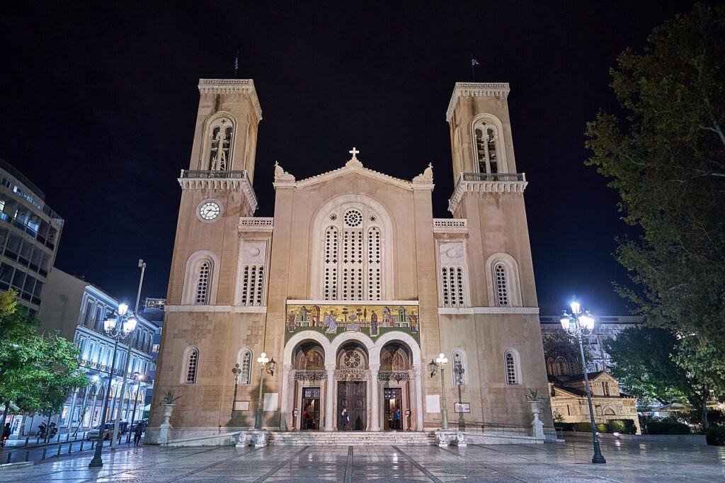 The Metropolitan Cathedral is a very notable work of Byzantine Revival Architecture in Athens. 