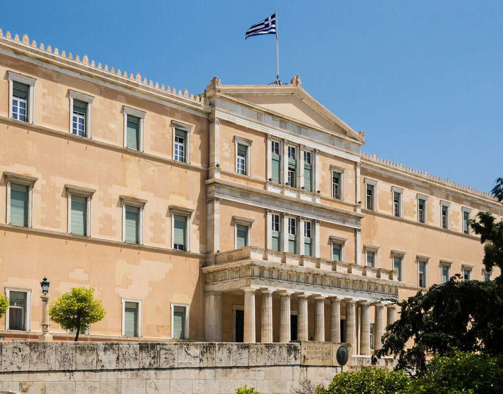 The Parliament in Athens is housed in one of the city's greatest works of Neoclassical Architecture. 