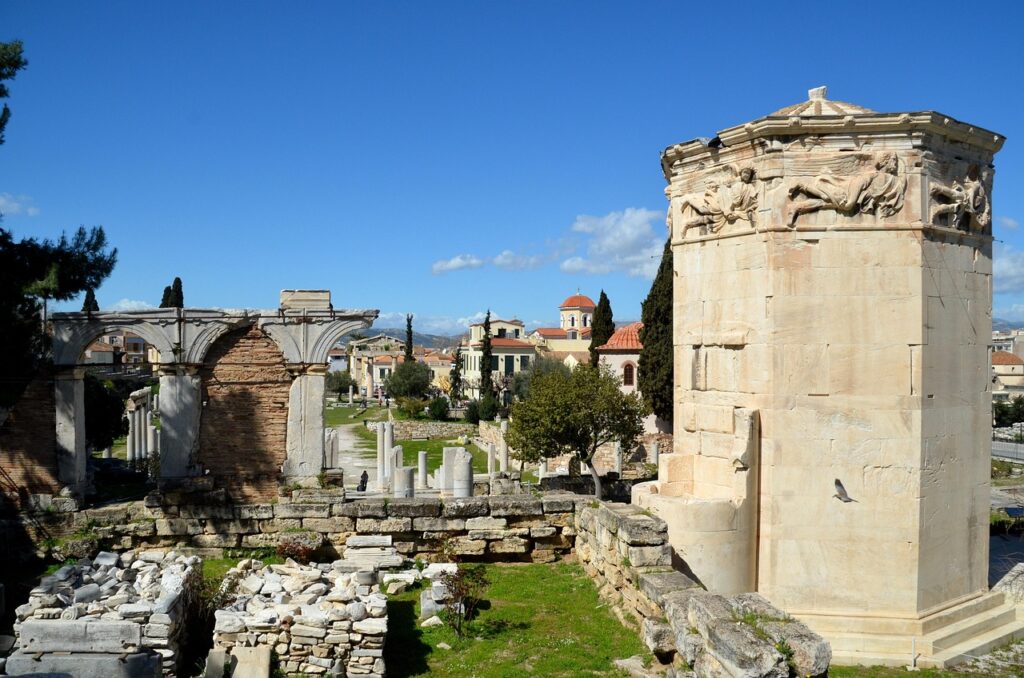 The Tower of the Winds is one of the earliest surviving buildings from the Roman Period. 