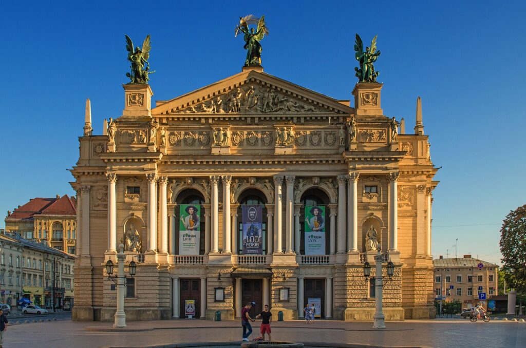 the Lviv Theater of Opera and Ballet is an impressive Revivalist building in Lviv. 
