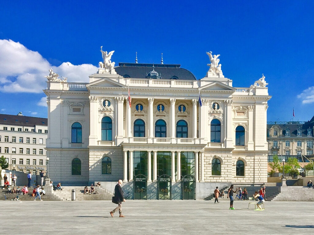The Zurich Opera is an impressive building that was completed in the late 19th century. 